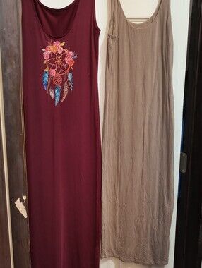 Lot of 2 Sleeveless.Midi/Maxi Polyester Maxi Summer Dresses Large